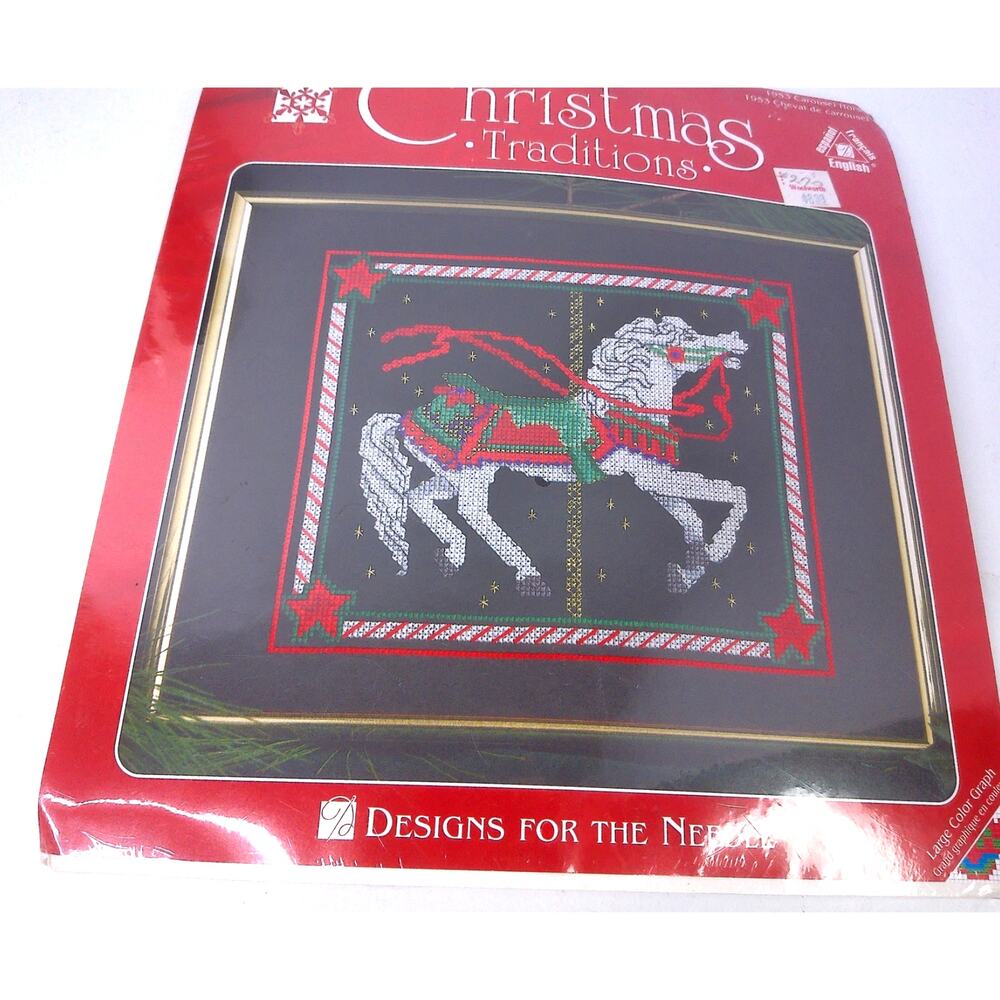 Vintage Christmas Traditions Carousel Horse Cross Stitch New